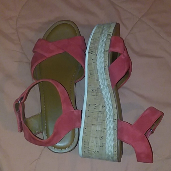 Franco Sarto redish leather Nelly wedges size 8.5 - Picture 4 of 6